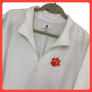 Clemson Tigers Mens White 1/4 Zip Pullover‎ Sweatshirt 3XL Fleece Collegiate